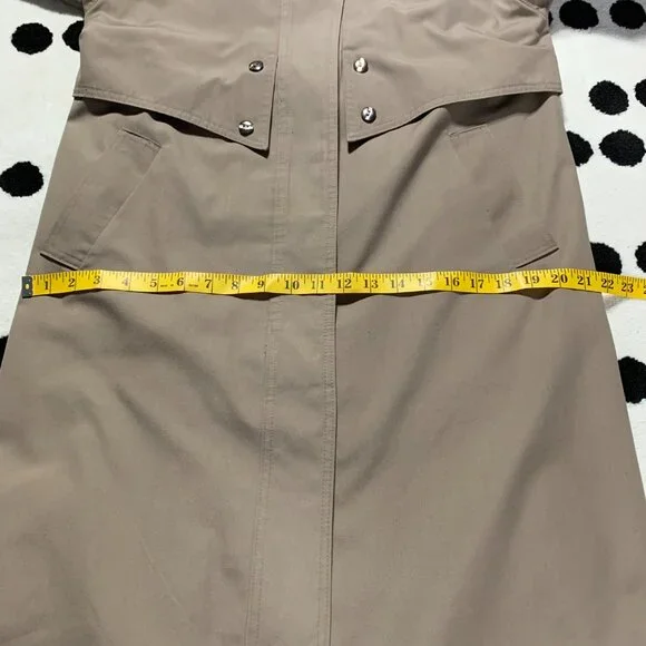 Vintage 80s 90s Khaki Long Beltless Classic Trench Coat Overcoat Raincoat - Picture 13 of 16